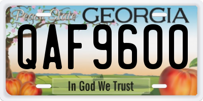 GA license plate QAF9600