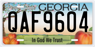 GA license plate QAF9604