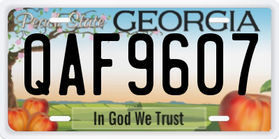 GA license plate QAF9607