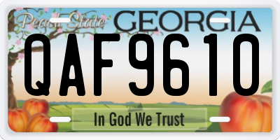 GA license plate QAF9610