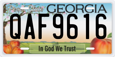 GA license plate QAF9616