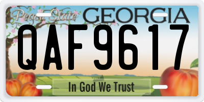 GA license plate QAF9617