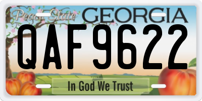 GA license plate QAF9622