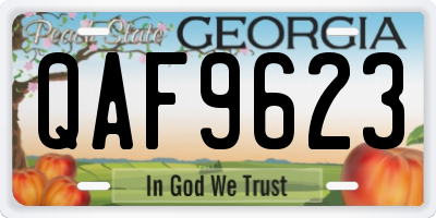 GA license plate QAF9623