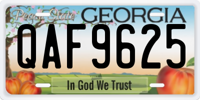 GA license plate QAF9625