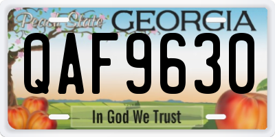 GA license plate QAF9630