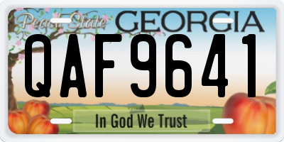 GA license plate QAF9641