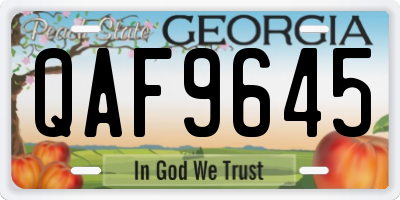 GA license plate QAF9645