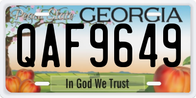 GA license plate QAF9649