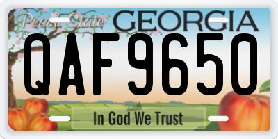 GA license plate QAF9650