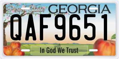GA license plate QAF9651