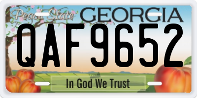 GA license plate QAF9652