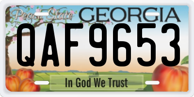 GA license plate QAF9653