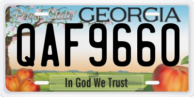 GA license plate QAF9660
