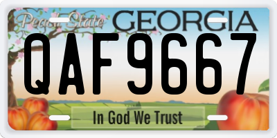 GA license plate QAF9667