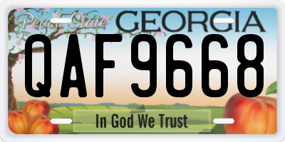 GA license plate QAF9668