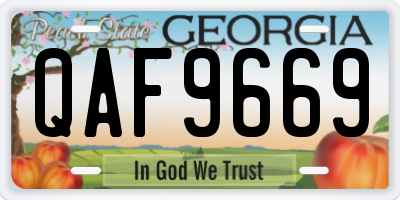 GA license plate QAF9669