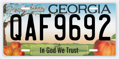 GA license plate QAF9692