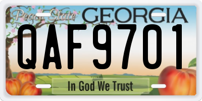 GA license plate QAF9701