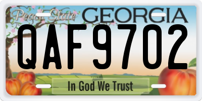 GA license plate QAF9702