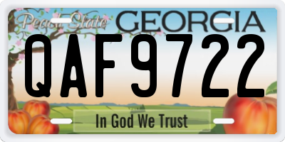 GA license plate QAF9722