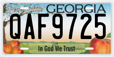 GA license plate QAF9725