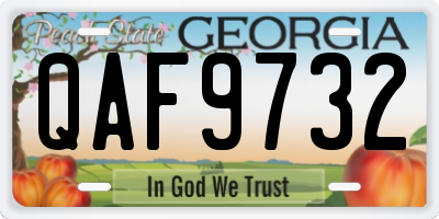GA license plate QAF9732