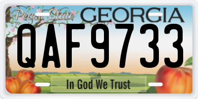 GA license plate QAF9733