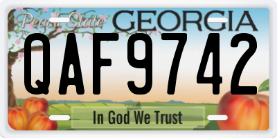 GA license plate QAF9742