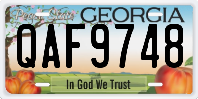 GA license plate QAF9748