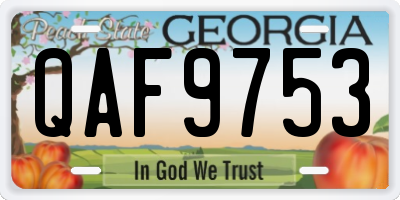 GA license plate QAF9753