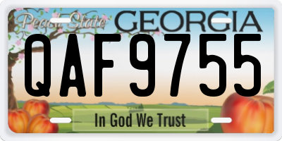 GA license plate QAF9755
