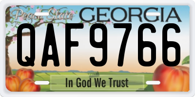 GA license plate QAF9766