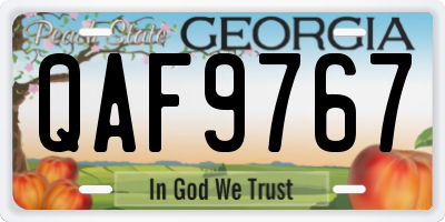GA license plate QAF9767
