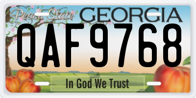 GA license plate QAF9768