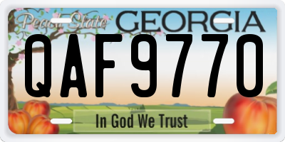 GA license plate QAF9770
