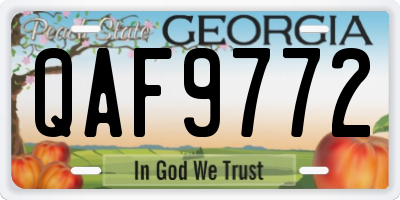 GA license plate QAF9772