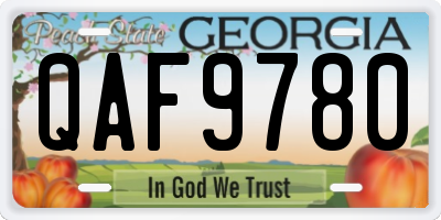 GA license plate QAF9780