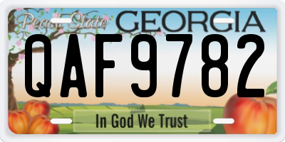 GA license plate QAF9782