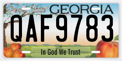 GA license plate QAF9783