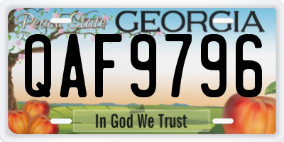 GA license plate QAF9796