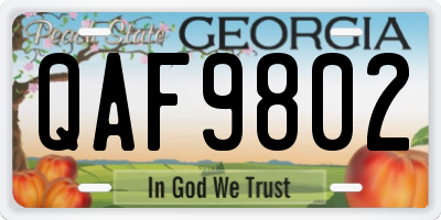 GA license plate QAF9802
