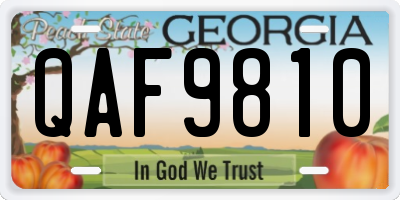 GA license plate QAF9810