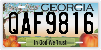 GA license plate QAF9816