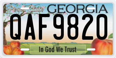 GA license plate QAF9820