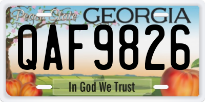 GA license plate QAF9826