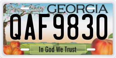 GA license plate QAF9830