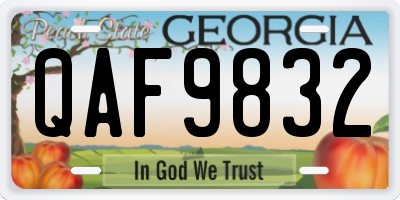 GA license plate QAF9832