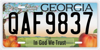 GA license plate QAF9837