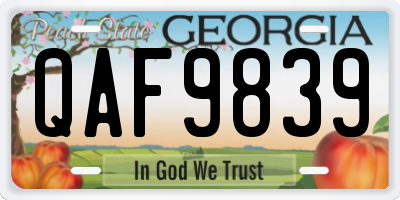 GA license plate QAF9839